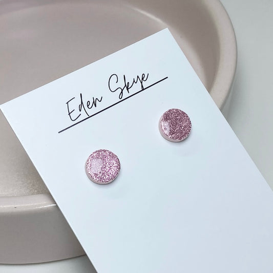 Kids Pink Glitter Studs