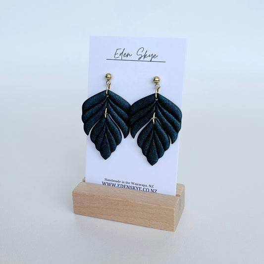 Willa Dangle Earrings - Black Texture