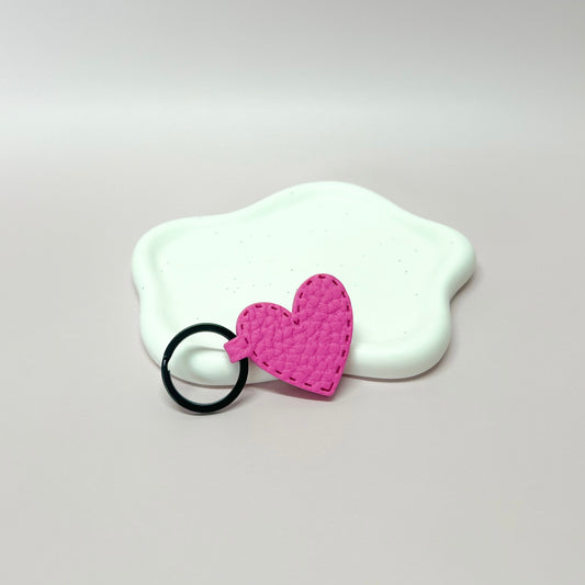 Bag Charm - Pink Leather Look Heart