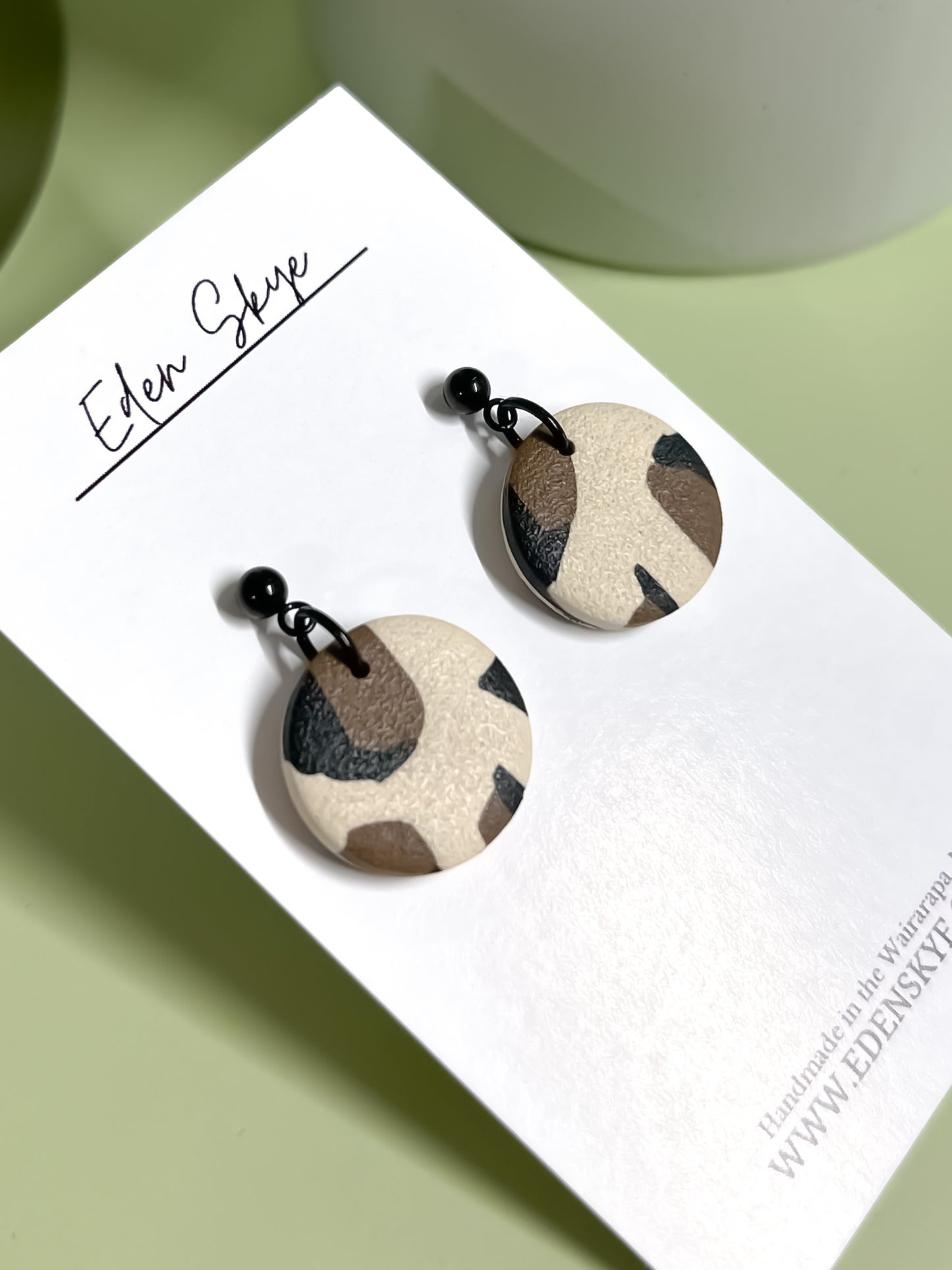Midi Dangle Earrings - Leopard Print With Texture