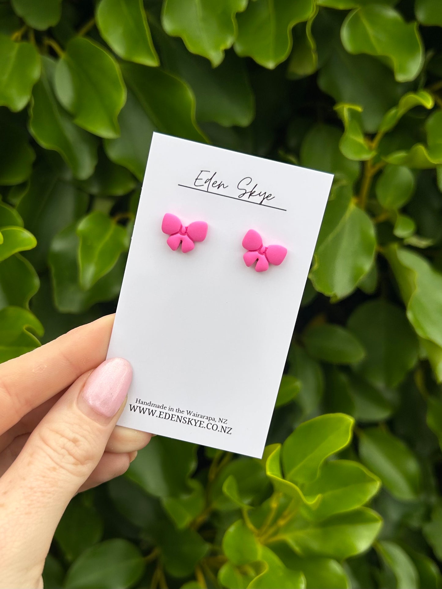 Pink Bow Studs