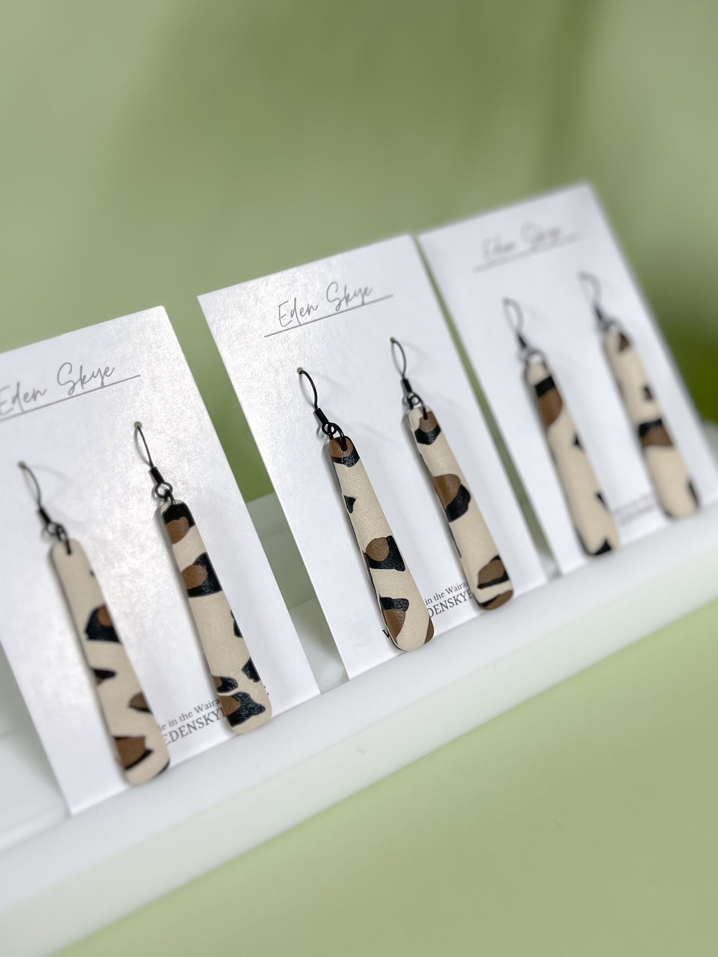 Geo Dangle Earrings - Leopard Look With Texture