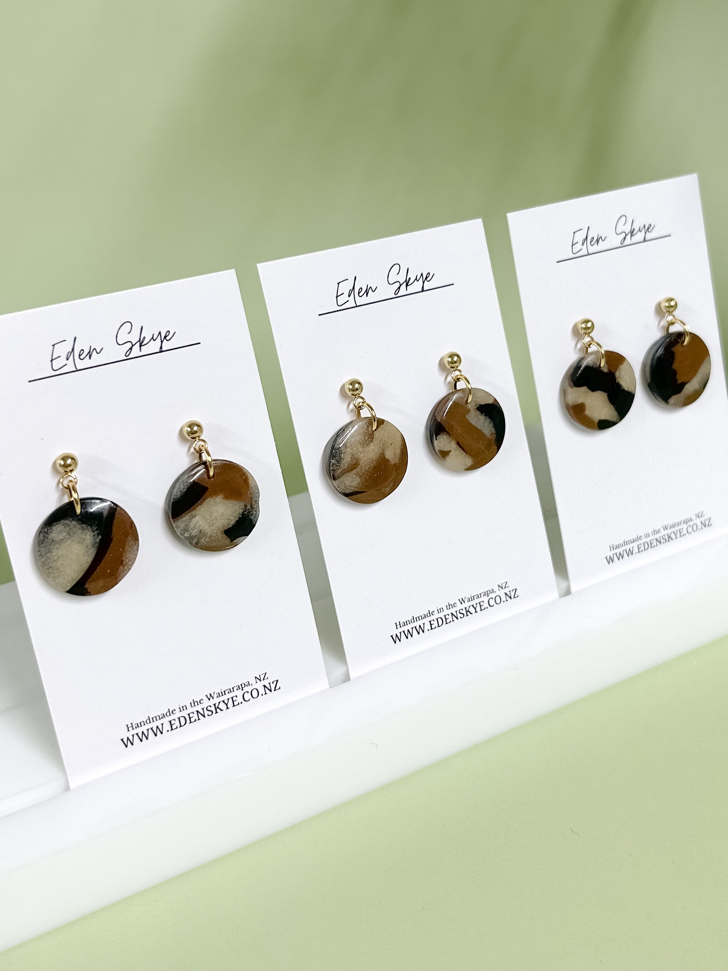 Midi Dangle Earrings - Tortoiseshell Look With Resin Coating - Gold Hardware