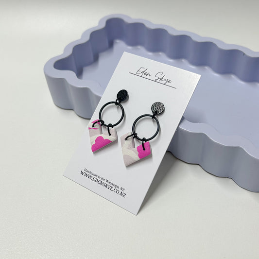 Point Drop Dangle Earrings - Multicoloured with Texture