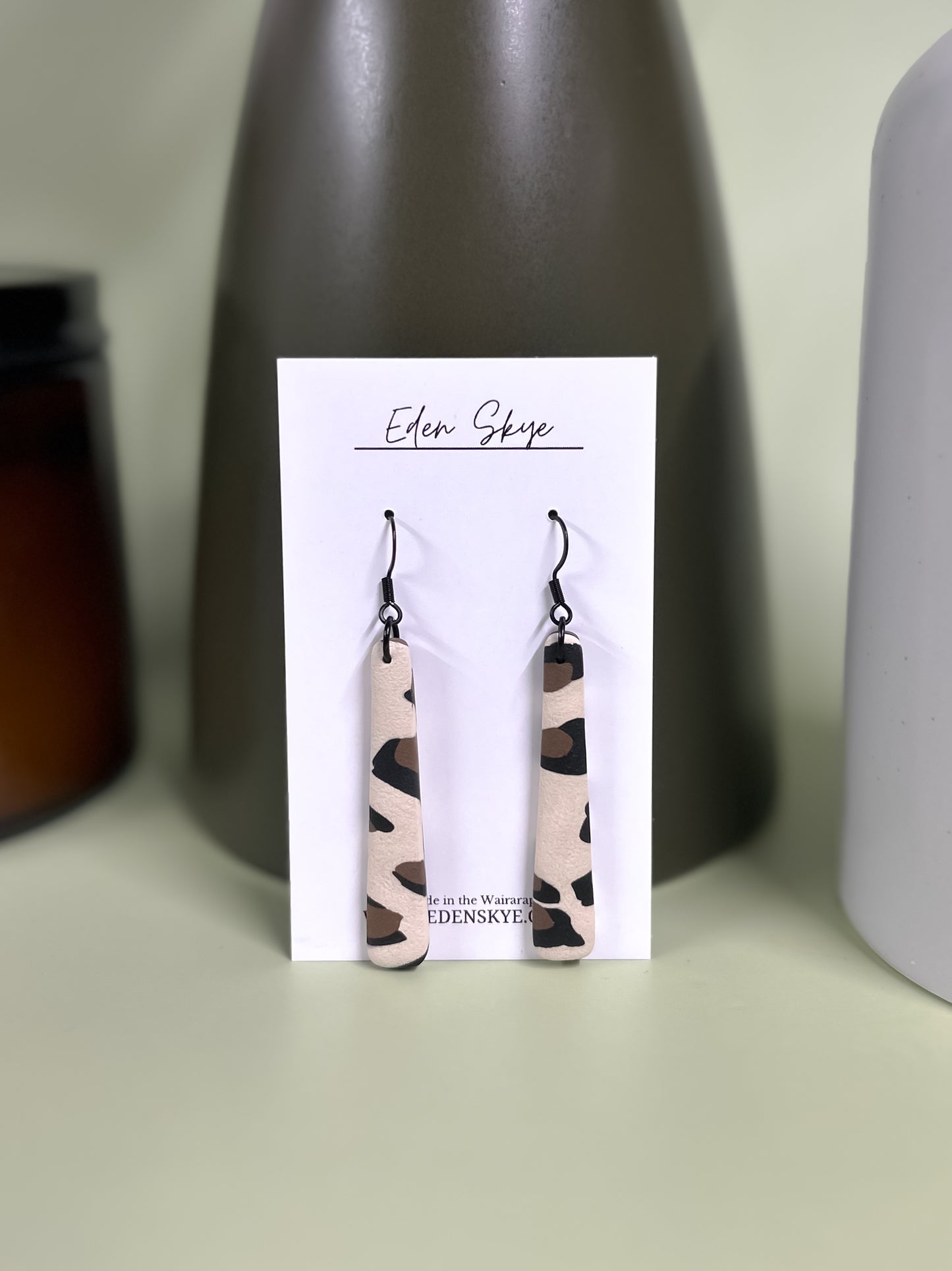 Geo Dangle Earrings - Leopard Look With Texture