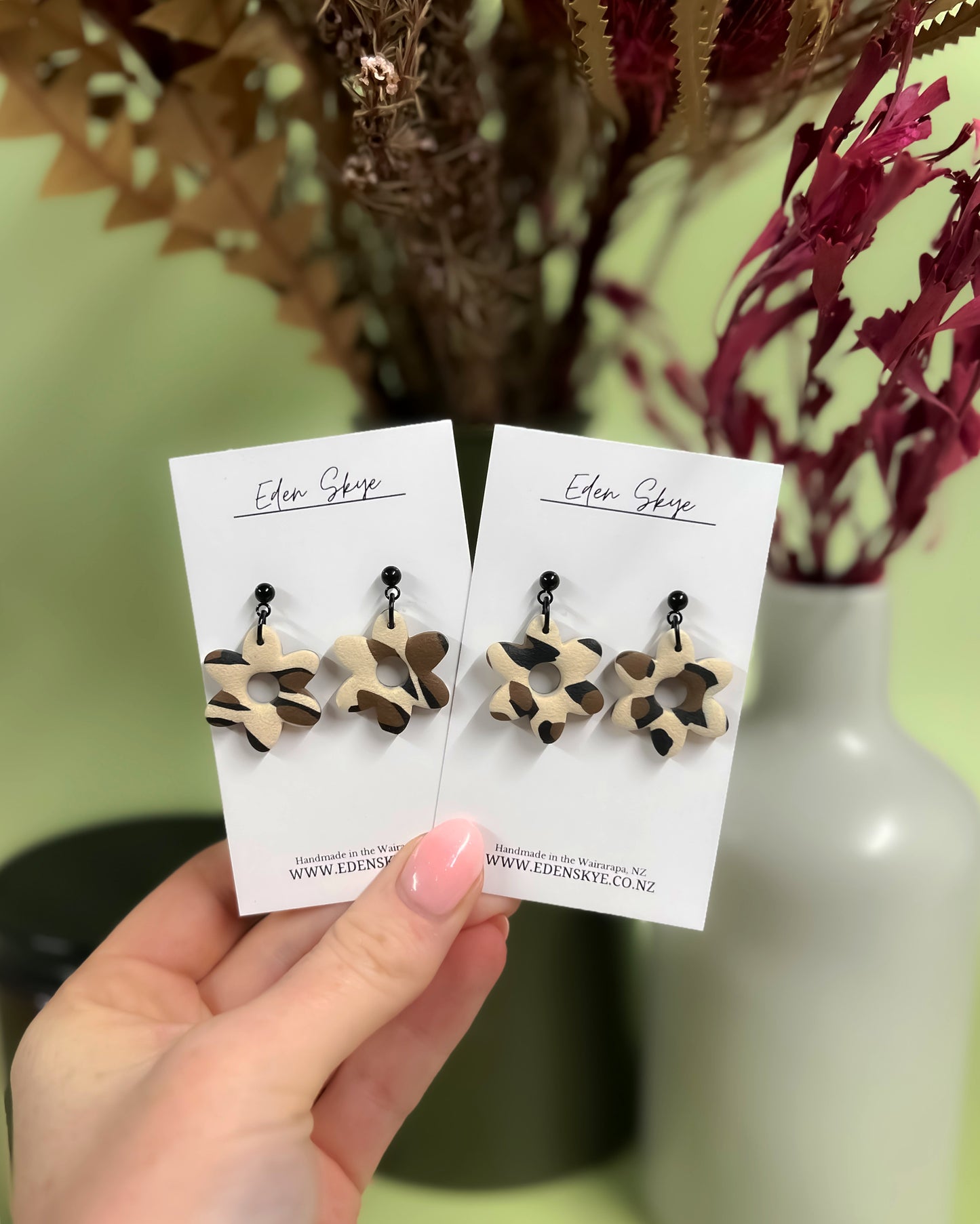 Polly Dangle Earrings - Leopard Print With Texture