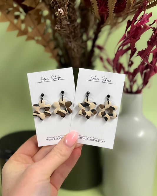 Polly Dangle Earrings - Leopard Print With Texture