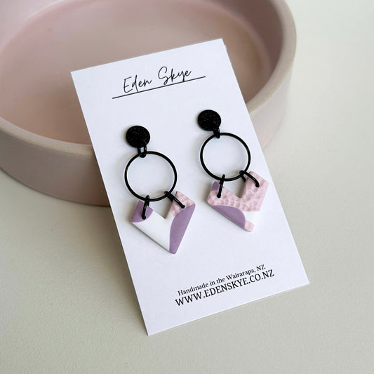 Point Drop Dangle Earrings - Pink / Purple / White