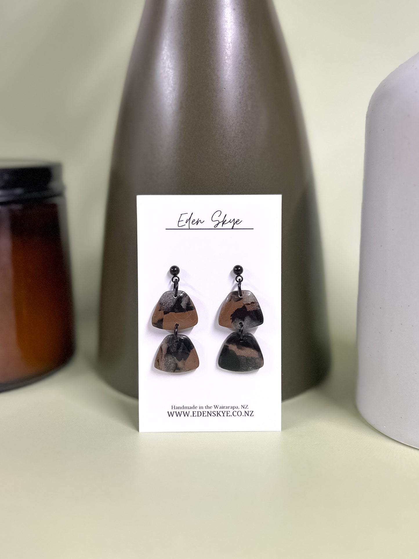 Audrey Dangle Earrings - Tortoiseshell Look With Resin Coating