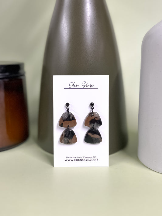 Audrey Dangle Earrings - Tortoiseshell Look With Resin Coating