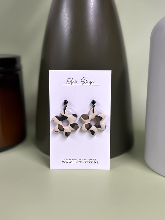 Polly Dangle Earrings - Leopard Print With Texture