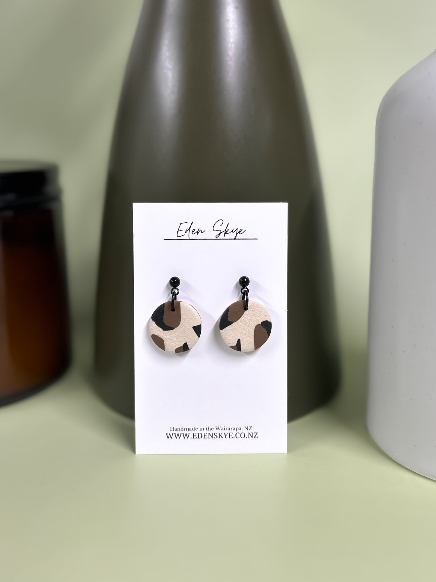 Midi Dangle Earrings - Leopard Print With Texture