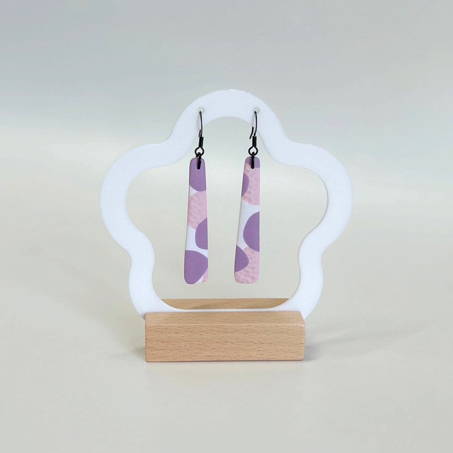 Geo Dangle Earrings - Pink / Purple / White