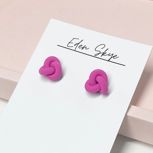 Knotted Studs - Barbie Pink