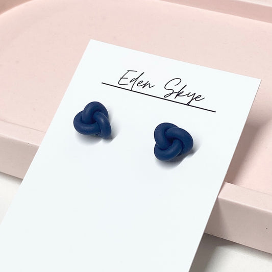Knotted Studs - Navy Blue