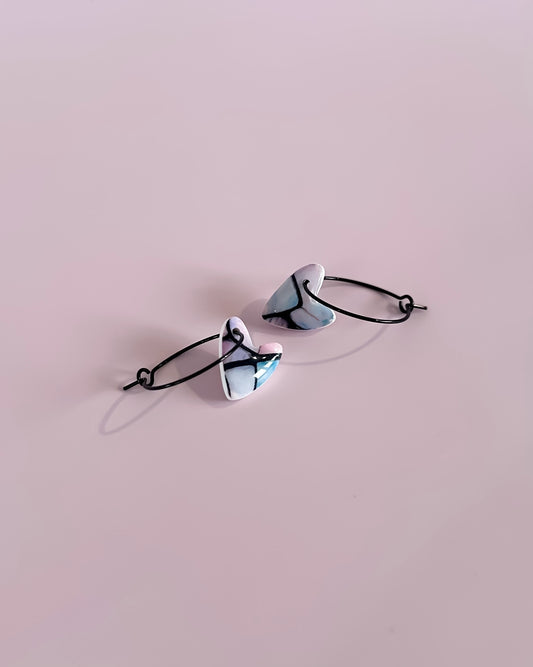 Heart Hoop Earrings - Stained Glass Look With Resin Coating