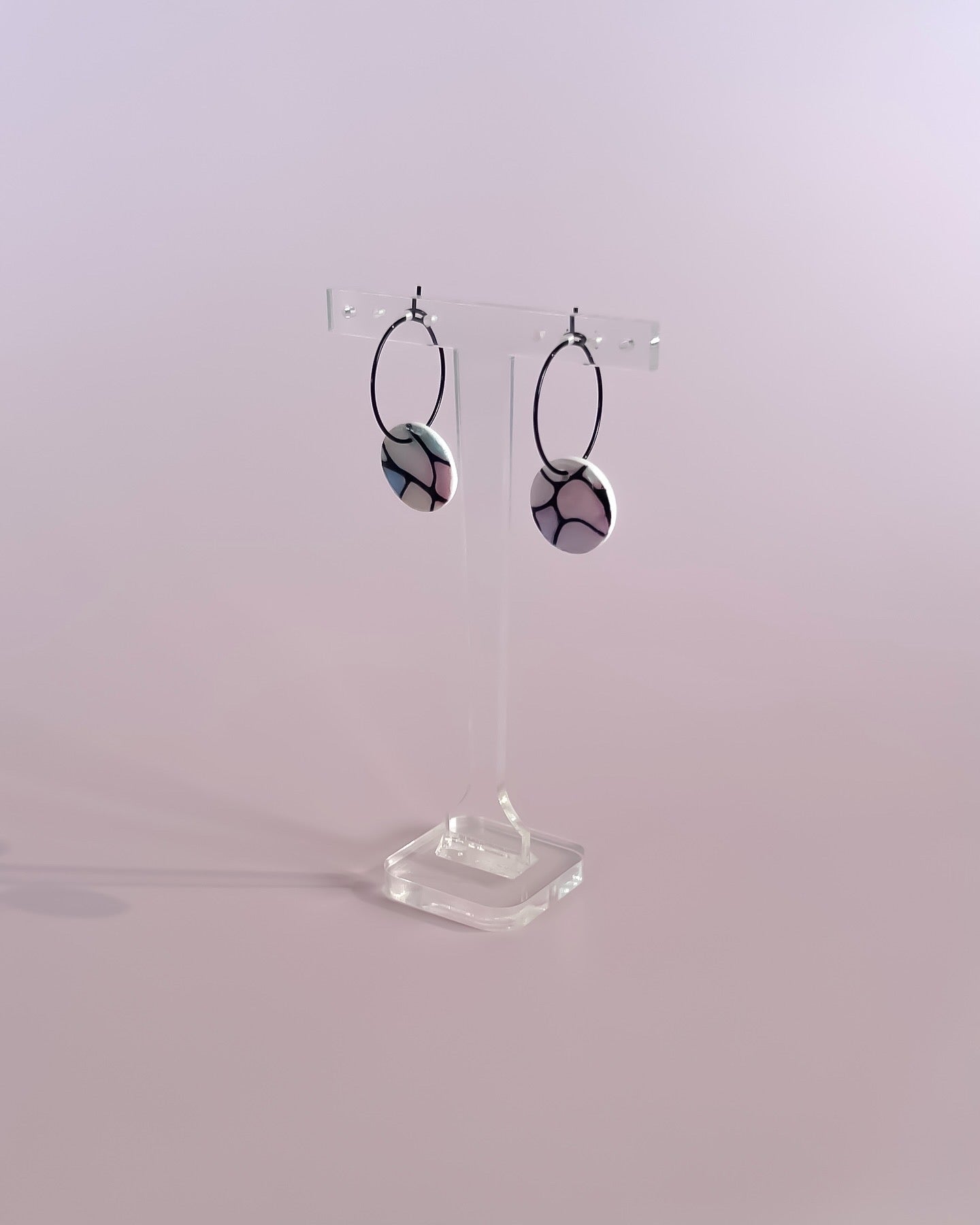 Mini Hoop Earrings - Stained Glass Look With Resin Coating