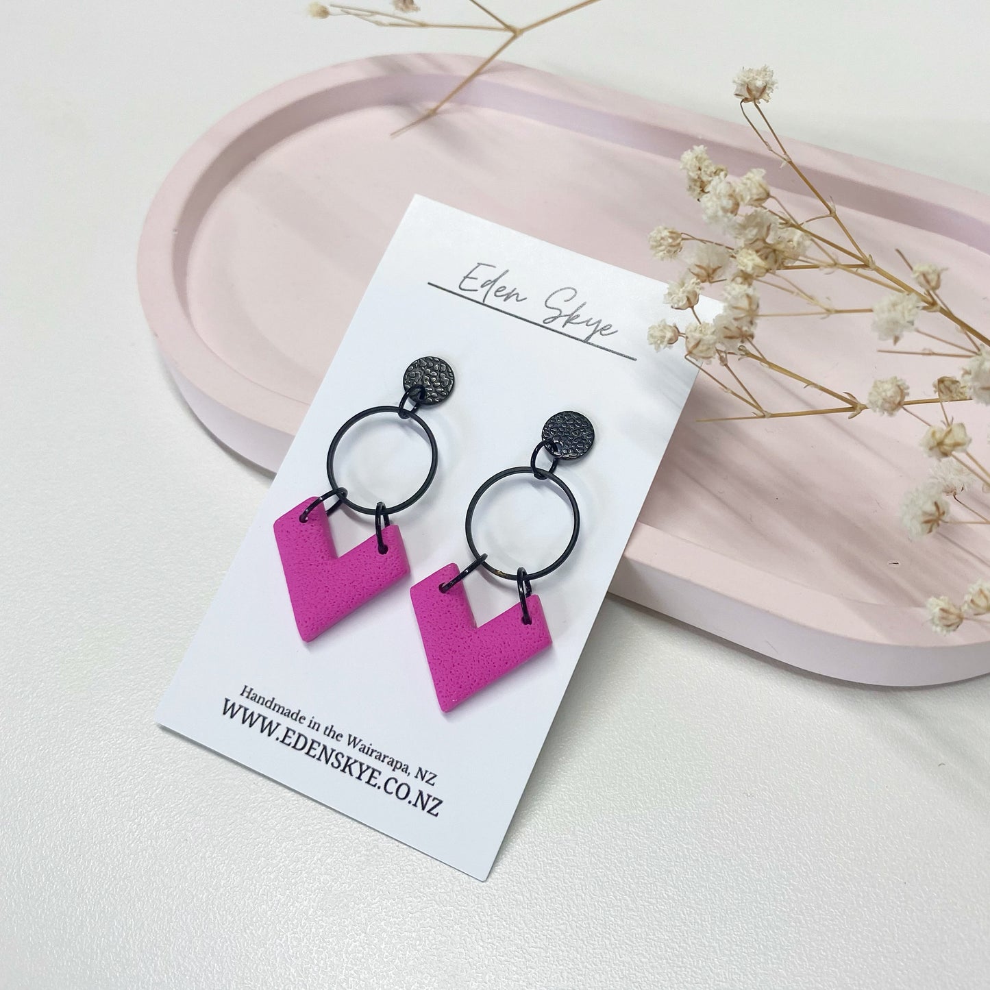 Point Drop Dangle - TEXTURED HOT PINK