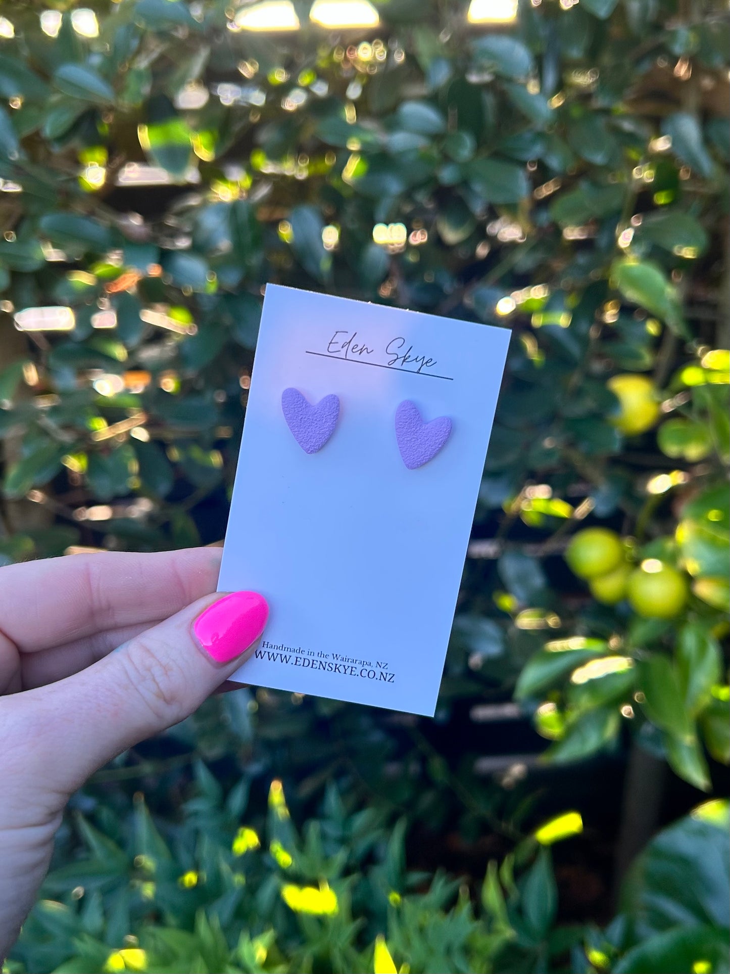 Heart Studs - Purple Texture