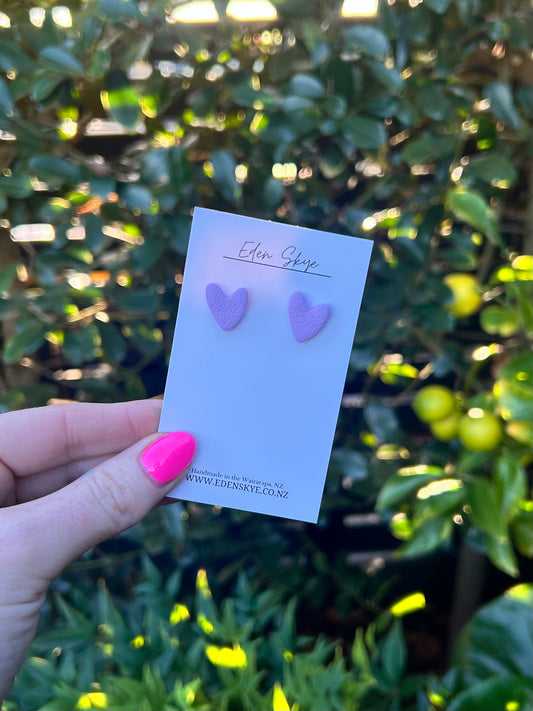 Heart Studs - Purple Texture