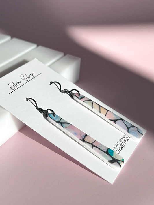 Geo Dangle Earrings - Stained Glass Look With Resin Coating