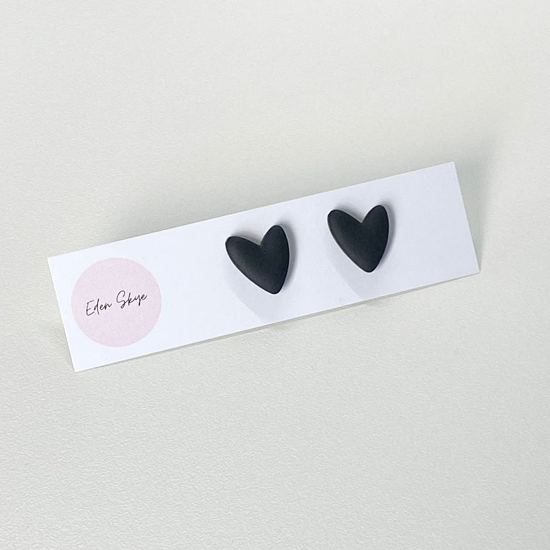 Heart Studs - BLACK