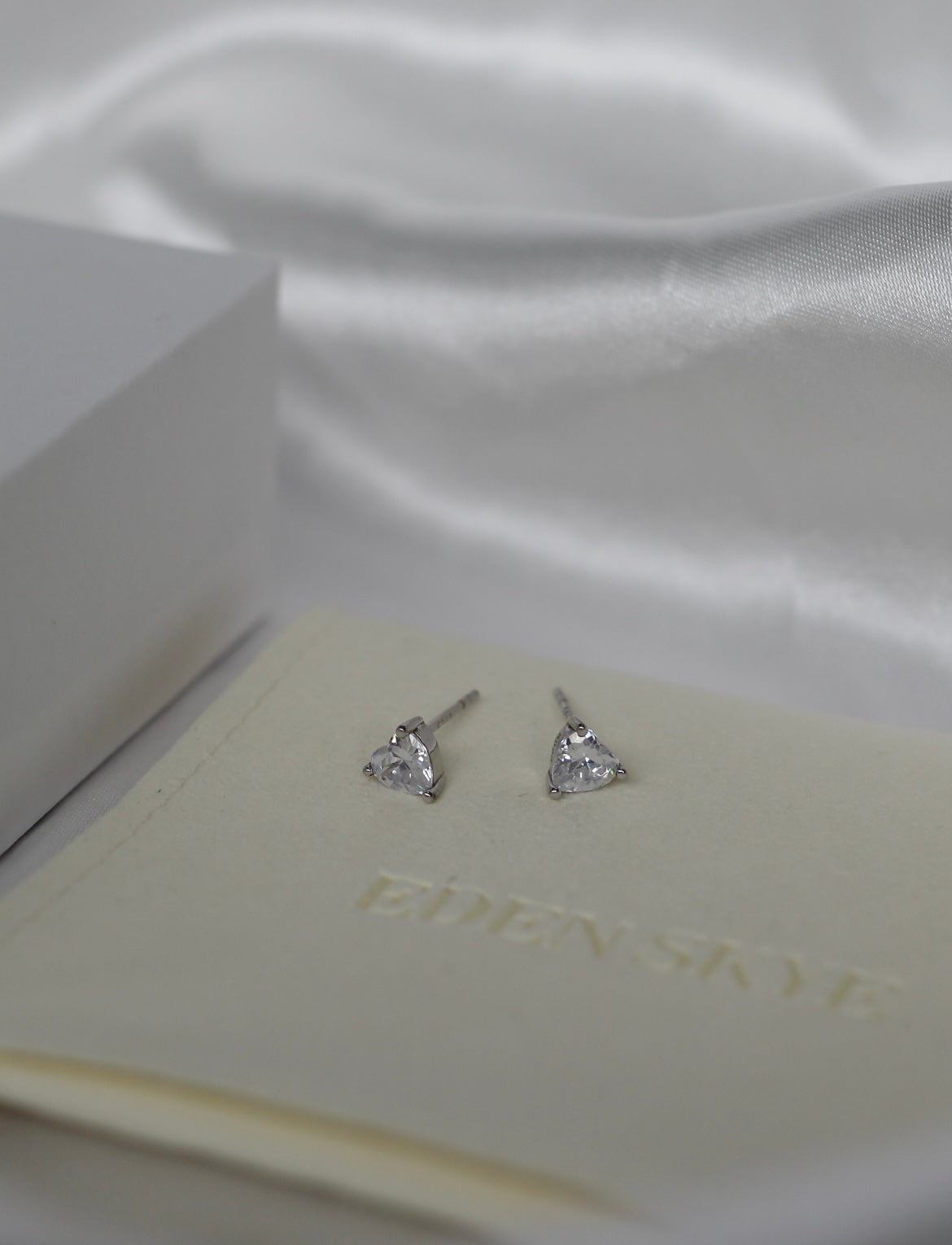Sterling Silver CZ Heart Studs