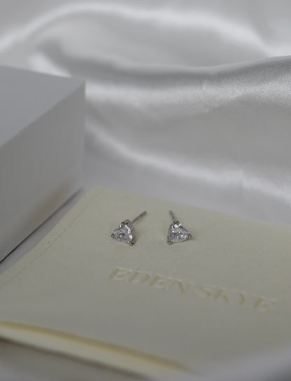 Sterling Silver CZ Heart Studs
