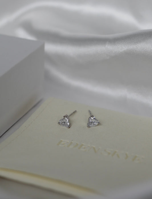 Sterling Silver CZ Heart Studs