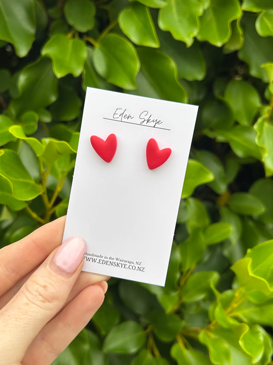 Heart Studs - Red