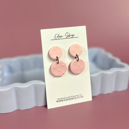 Pink Heart Midi Earrings with Pink Heart Top