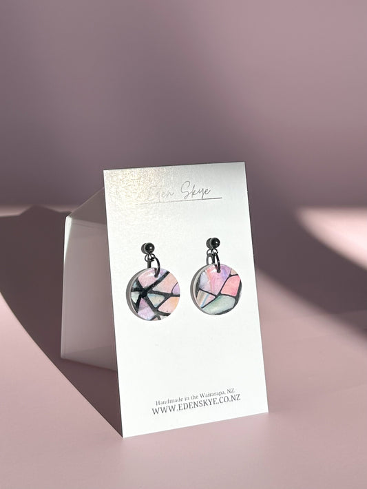 Midi Dangle Earrings - Stained Glass Look With Resin Coating