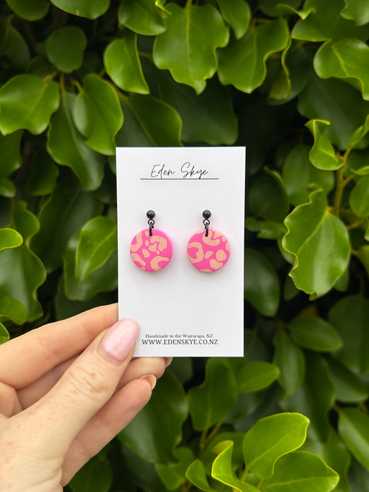 Midi Earrings - Pink Leopard
