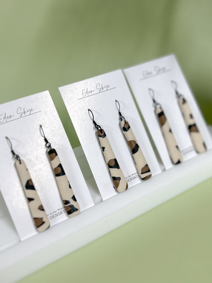 Geo Dangle Earrings - Leopard Look With Texture