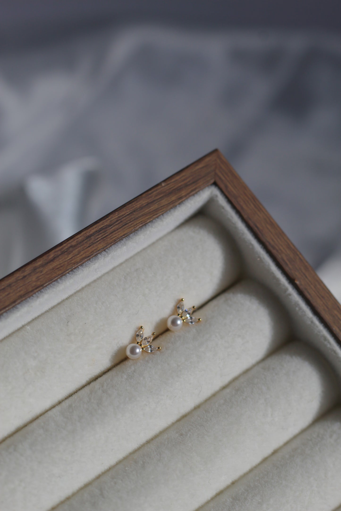 Brielle Pearl and CZ Studs - Gold