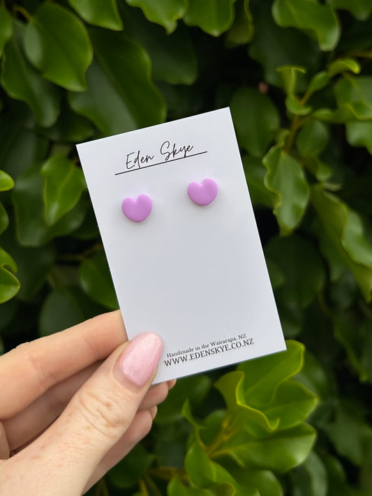 Heart Studs - Purple