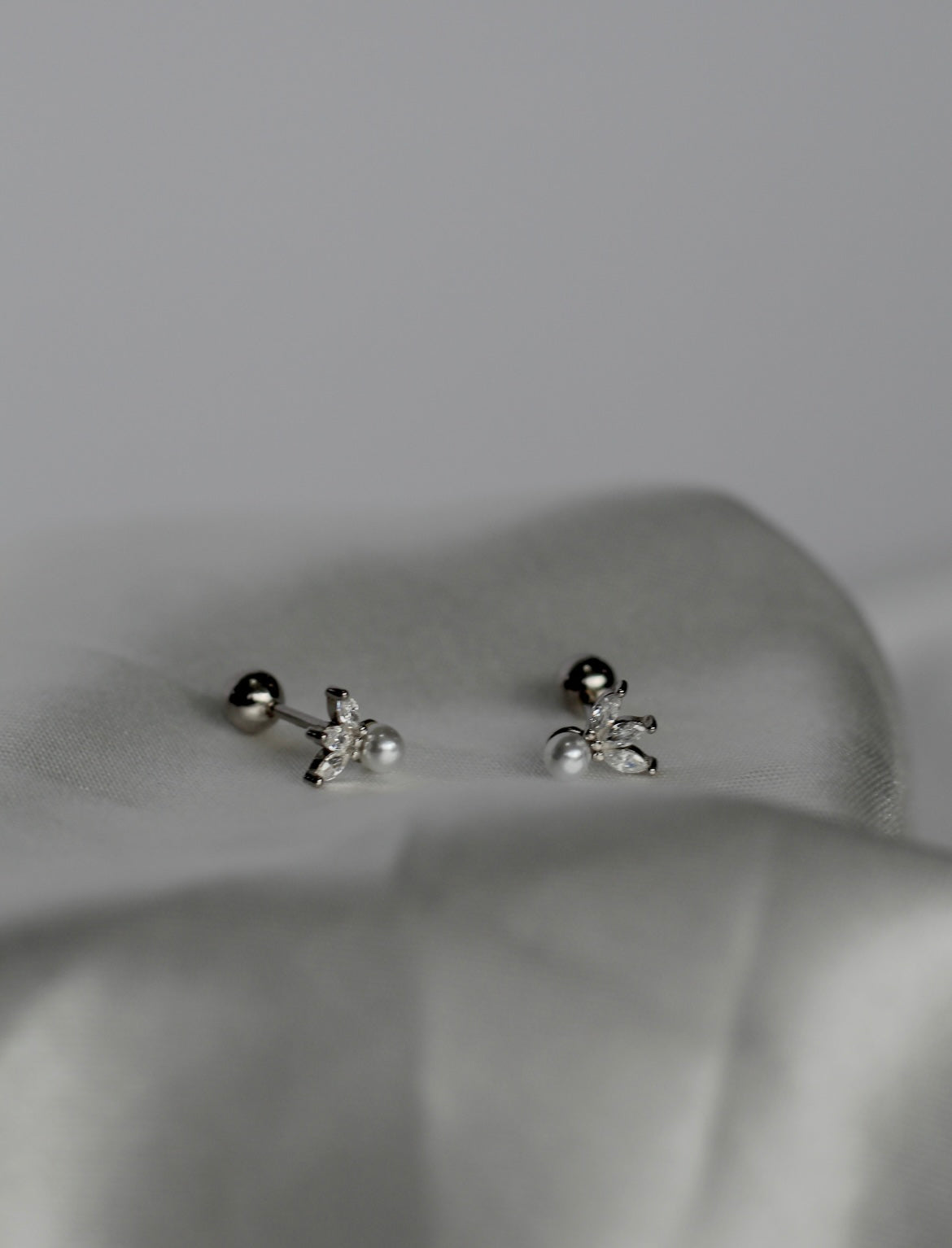 Brielle Pearl and CZ Studs - Silver