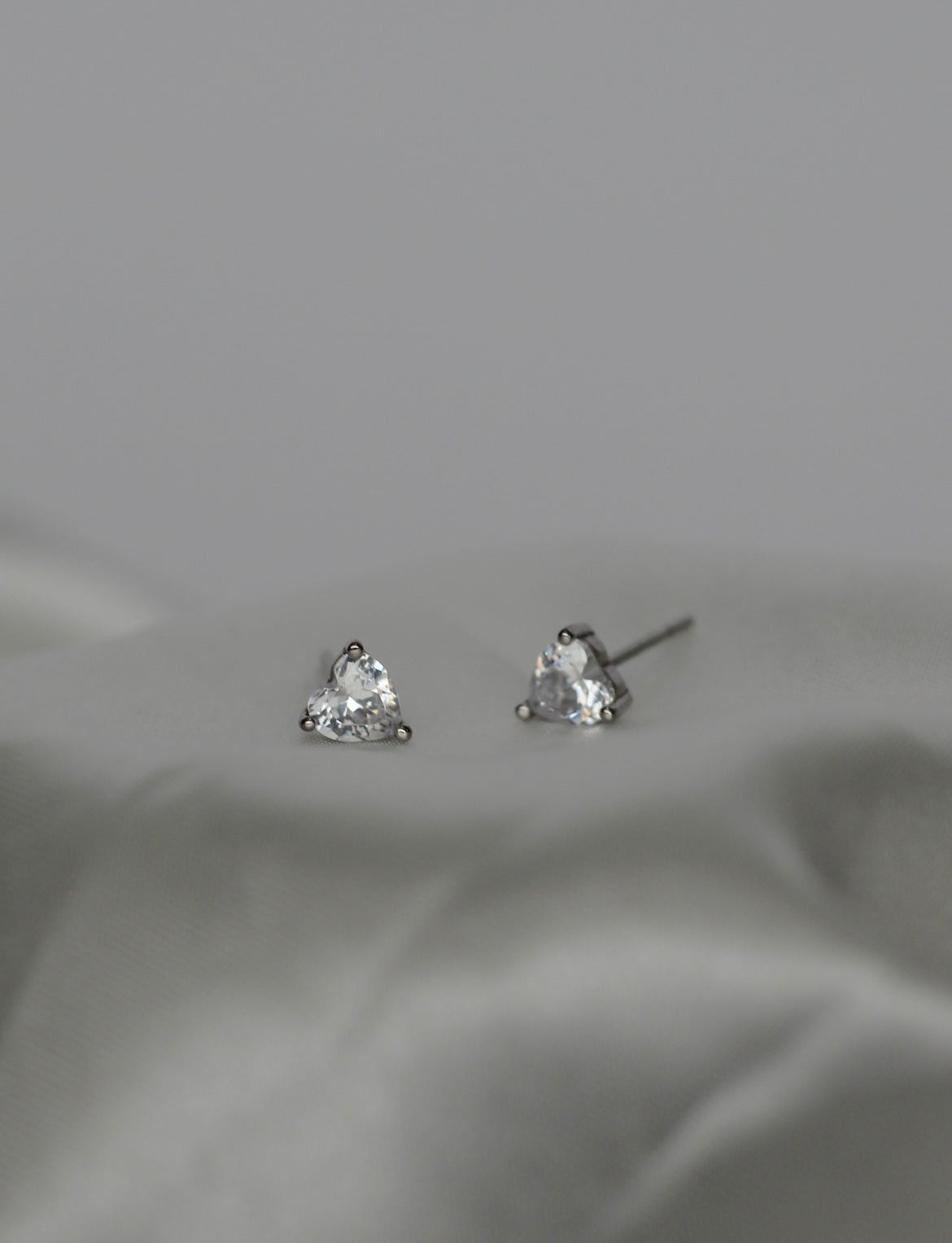Sterling Silver CZ Heart Studs