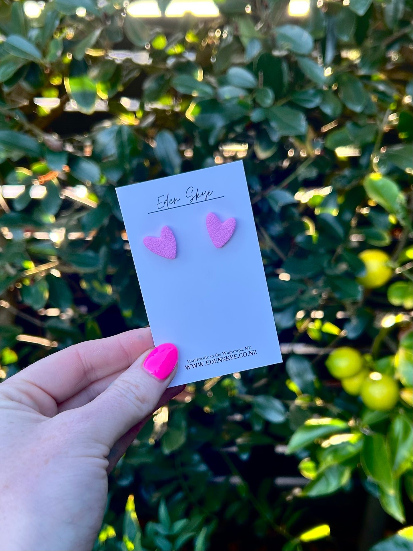 Heart Studs - Pink Texture