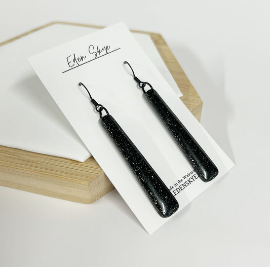 Geo Drop - Black Glitter w Resin