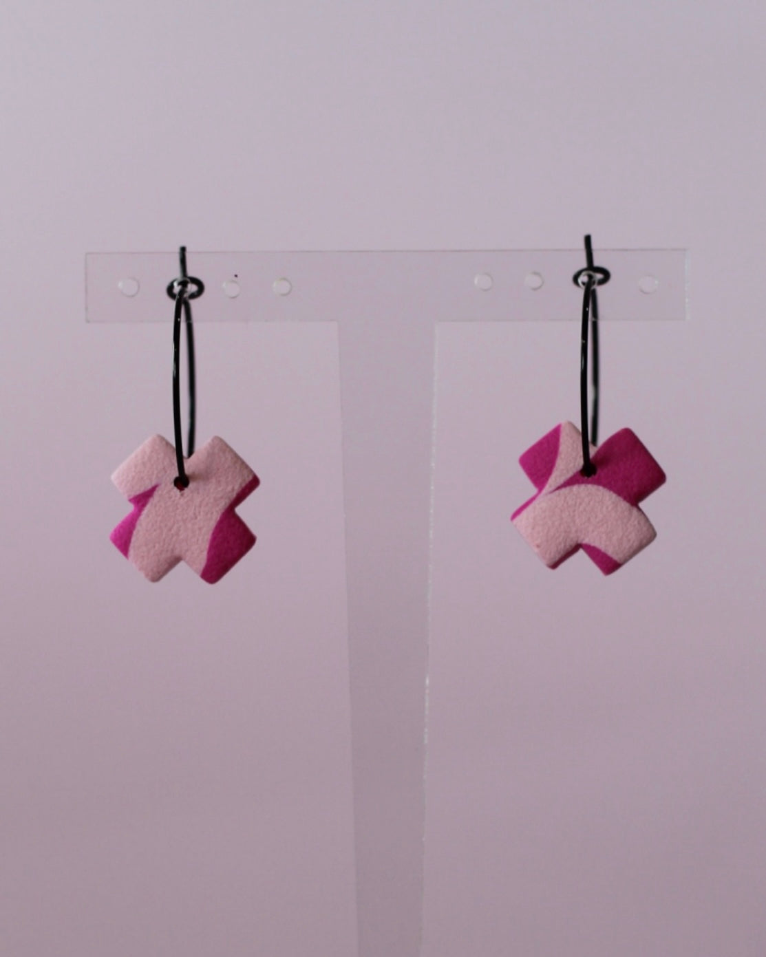 Cross Hoop Earrings - Multicoloured with Texture