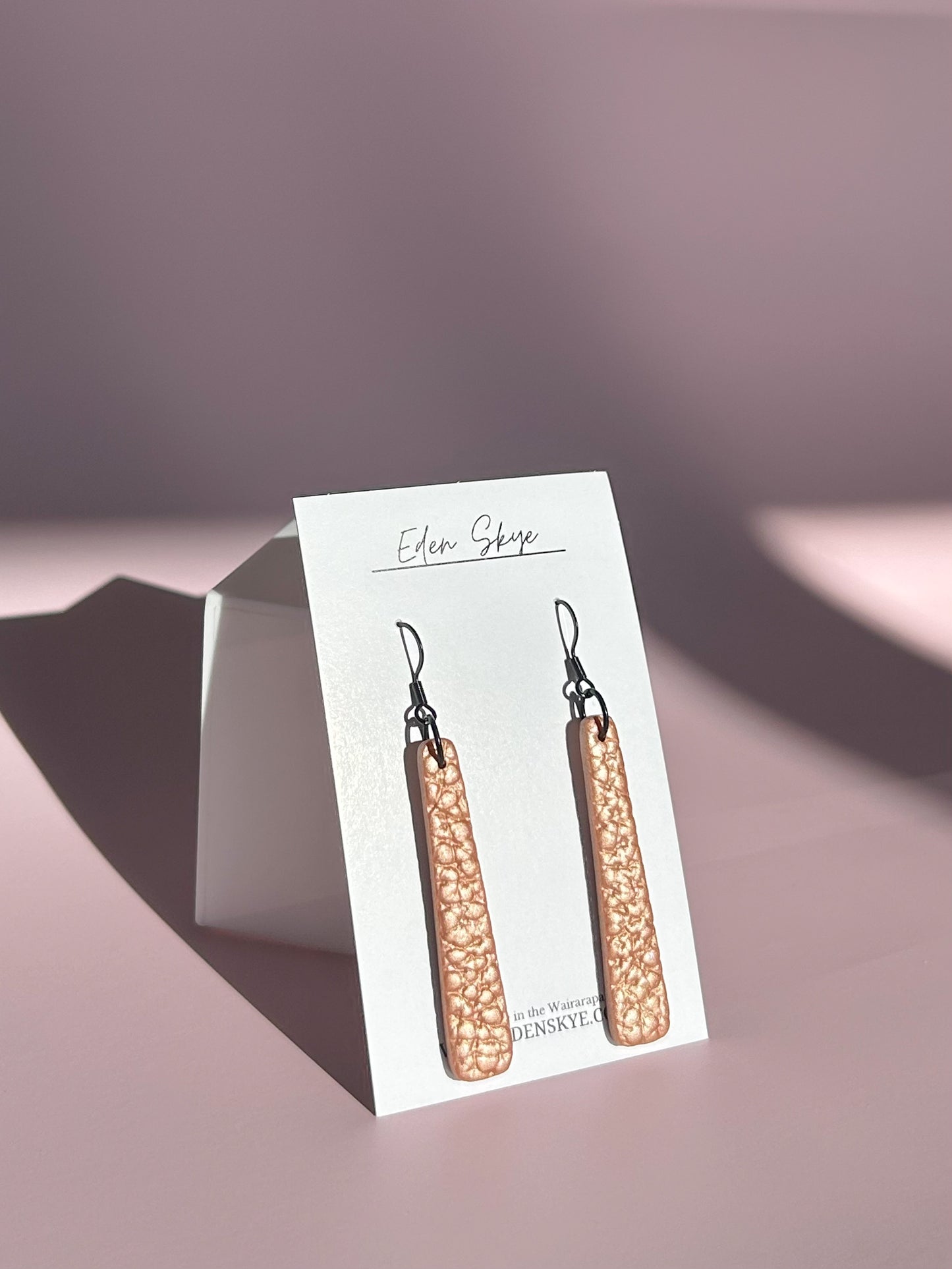 Geo Dangle Earrings - Copper Leather Look