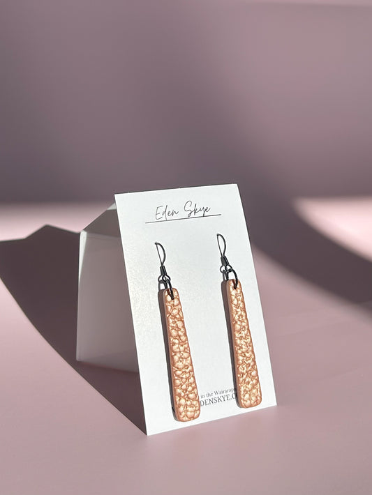 Geo Dangle Earrings - Copper Leather Look