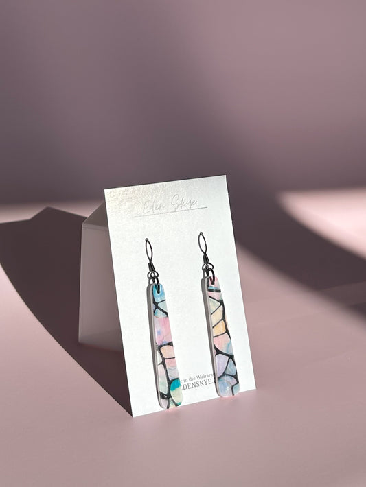 Geo Dangle Earrings - Stained Glass Look With Resin Coating