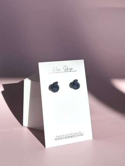 Knotted Studs - Navy Blue