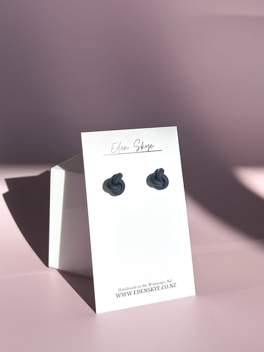 Knotted Studs - Navy Blue