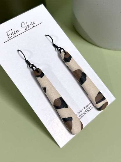 Geo Dangle Earrings - Leopard Look With Texture