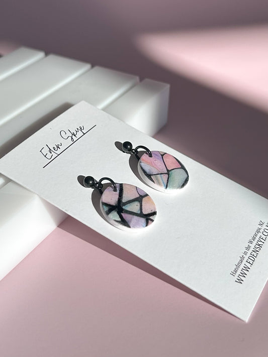 Midi Dangle Earrings - Stained Glass Look With Resin Coating