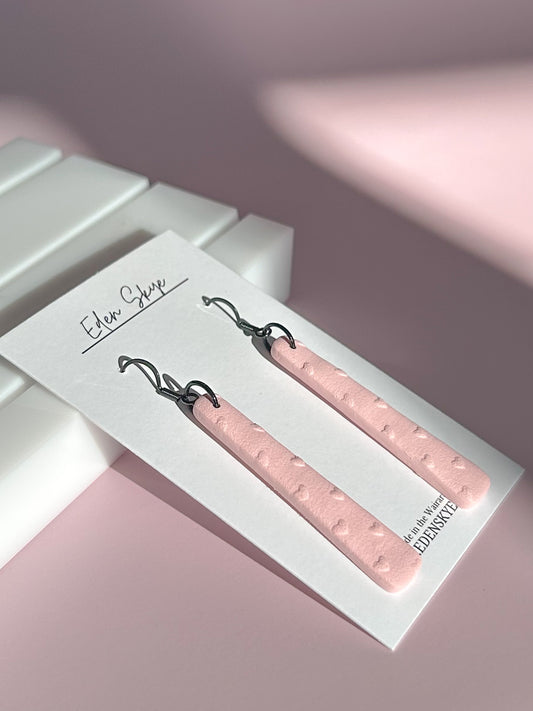 Geo Dangle Earrings - Pink Heart Pattern
