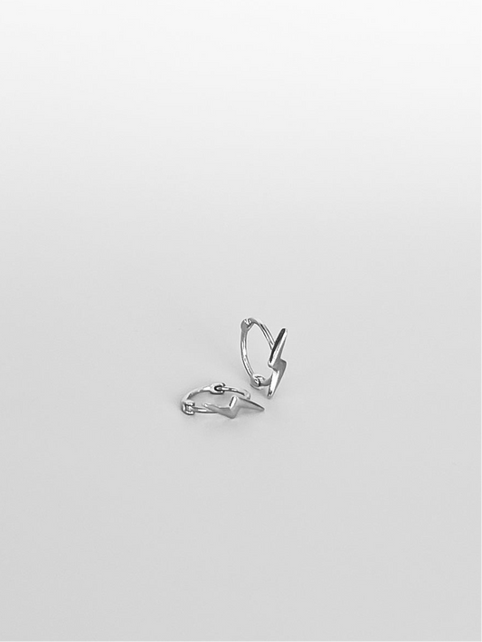 Sara Lightening Bolt Huggies - Silver